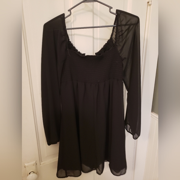 Lily Rose Padded Black Tie Dress, Sheer sleeves - Picture 3 of 8